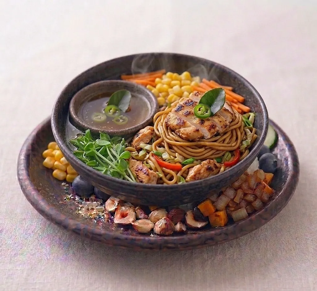 chicken yaki soba konjac noodles