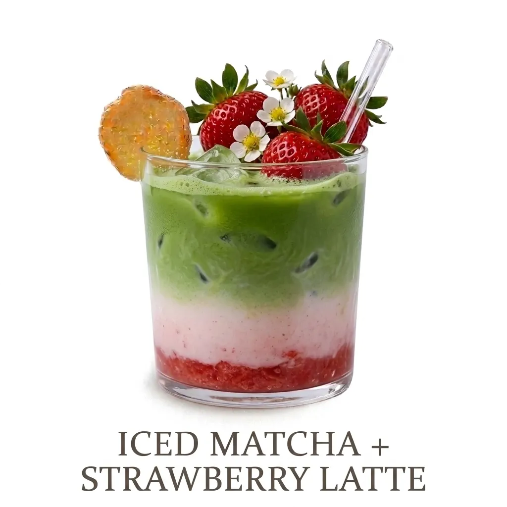 iced matcha + strawberry latte wagamama menu drinks