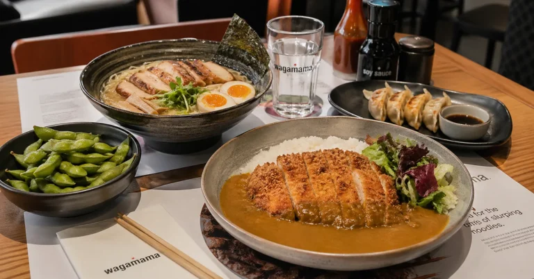 Wagamama lunch menu with ramen and katsu curry