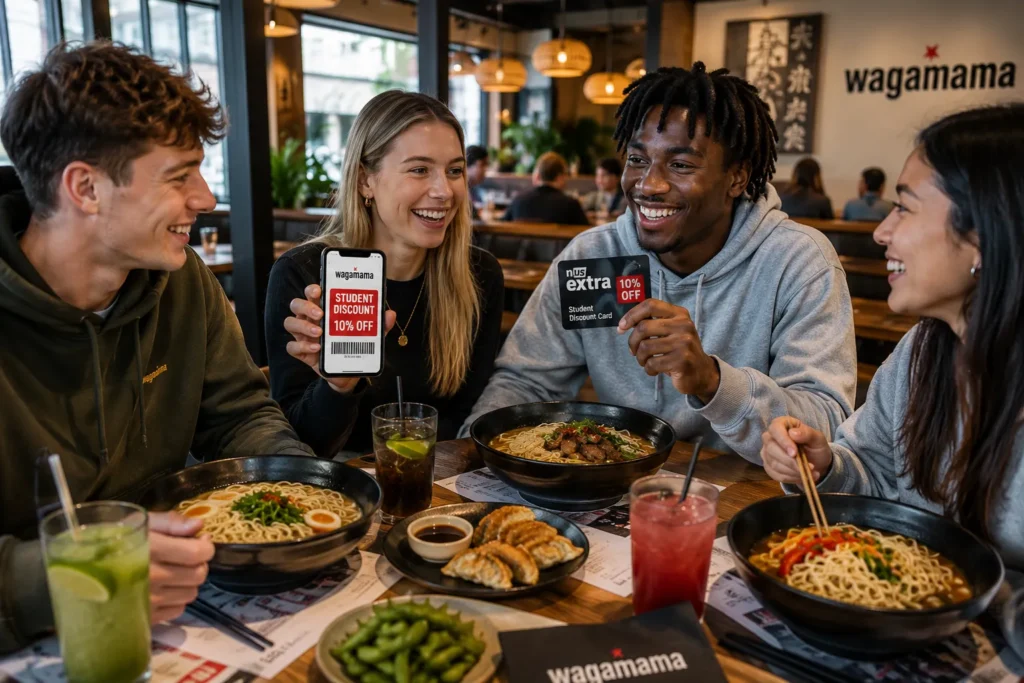 Student friends enjoying a meal together
