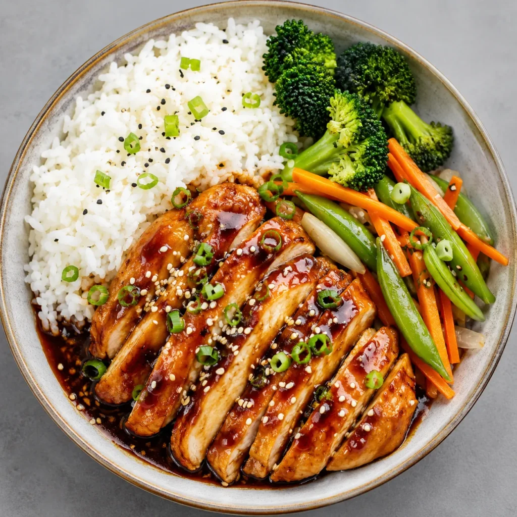 Chicken Teriyaki at Wagamama UK featuring tender glazed chicken, steamed rice, and fresh vegetables