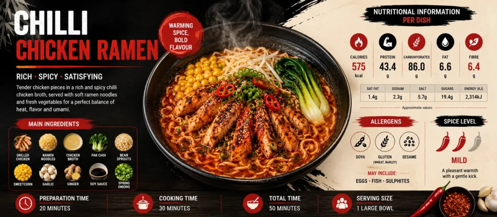 Wagamama Chilli Chicken Ramen nutrition infographic
